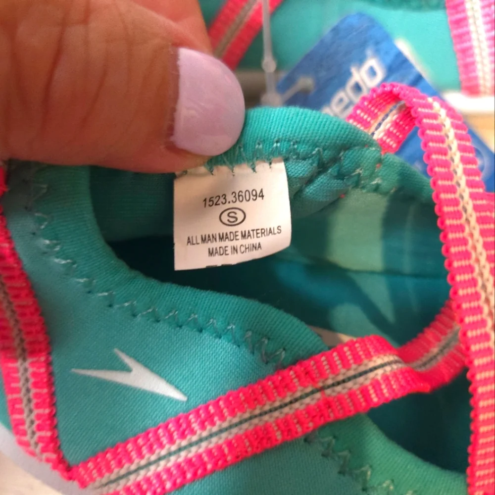 Speedo Toddler Girls' Mary Jane -Water Shoes- Turquoise/Aqua and Pink Size S NWT